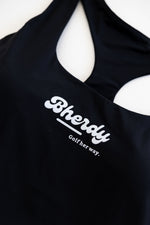Women's golf tank top back view — built-in bra — Bherdy Golf